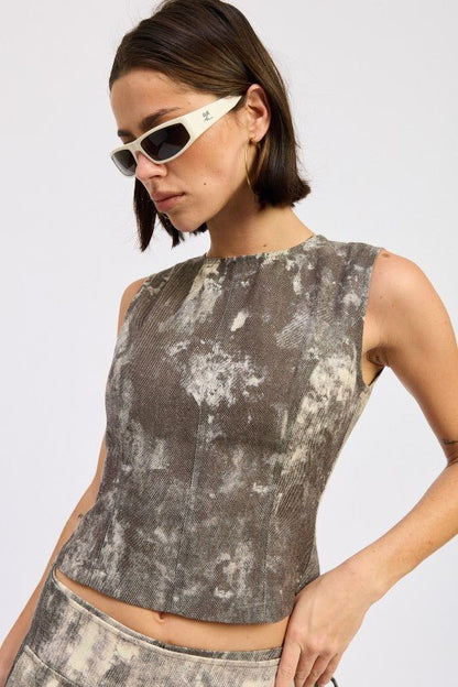 DENIM TANK TOP OPEN BACK TIE - Blu Lotus Boutique