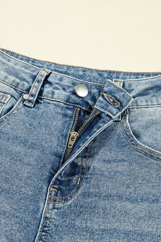 Denim Vintage Washed Seam Shift Jeans - Blu Lotus Boutique