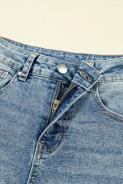 Denim Vintage Washed Seam Shift Jeans - Blu Lotus Boutique