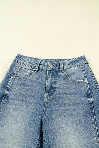 Denim Vintage Washed Seam Shift Jeans - Blu Lotus Boutique