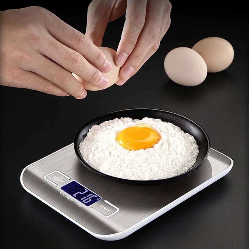 Digital Kitchen Scale LED Display 10kg/1g Stainless Steel Panel Electronic Scales Home Jewelry Food Snacks Weighing Baking Tools - Blu Lotus Boutique