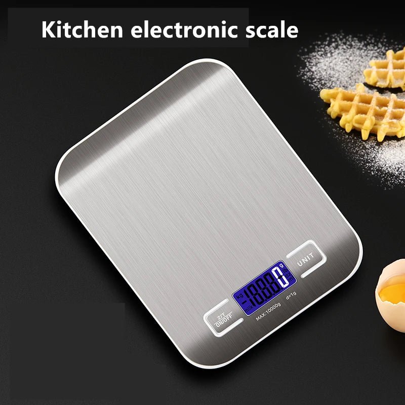 Digital Kitchen Scale LED Display 10kg/1g Stainless Steel Panel Electronic Scales Home Jewelry Food Snacks Weighing Baking Tools - Blu Lotus Boutique