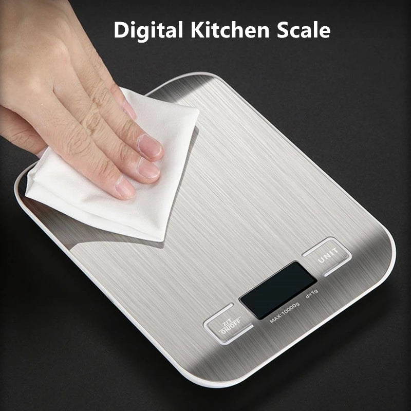 Digital Kitchen Scale LED Display 10kg/1g Stainless Steel Panel Electronic Scales Home Jewelry Food Snacks Weighing Baking Tools - Blu Lotus Boutique