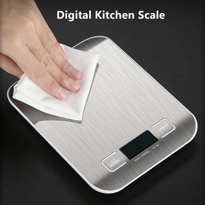 Digital Kitchen Scale LED Display 10kg/1g Stainless Steel Panel Electronic Scales Home Jewelry Food Snacks Weighing Baking Tools - Blu Lotus Boutique
