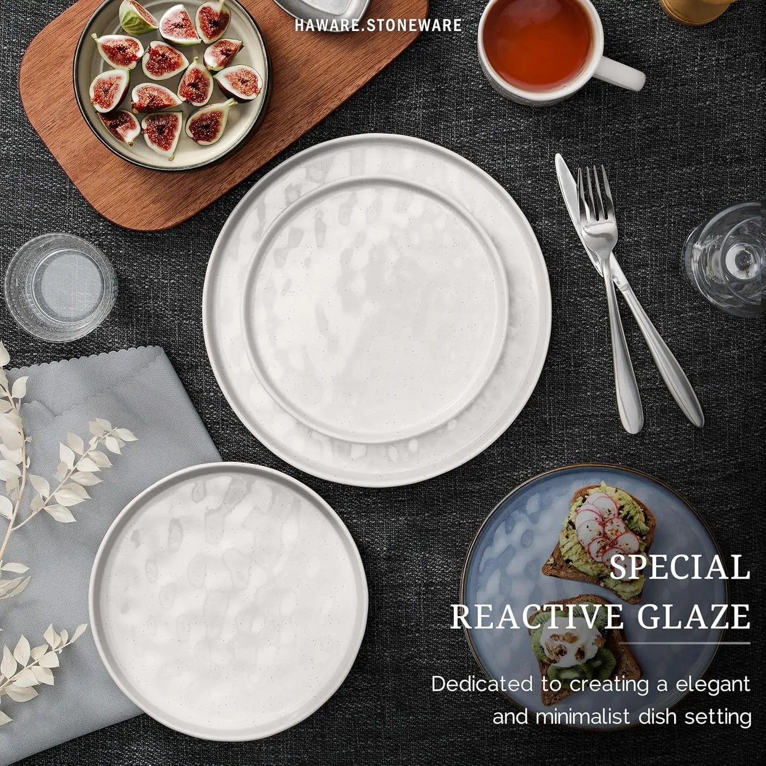 Dinnerware Sets, 18 - Piece Plates and Bowls Set, Stoneware Dish Set for 6, Ceramic Dinnerware for Home Restaurant, Chip and Scrat - Blu Lotus Boutique