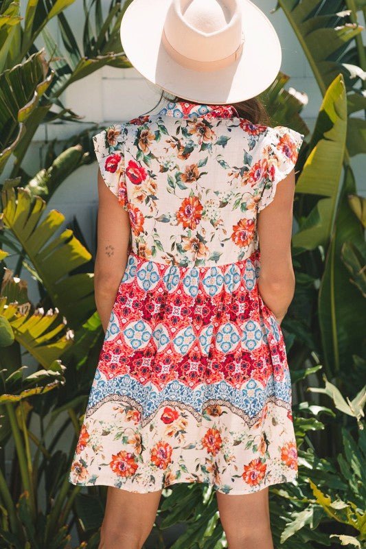 Dior Floral Mixed Pattern Buttoned Dress - Blu Lotus Boutique