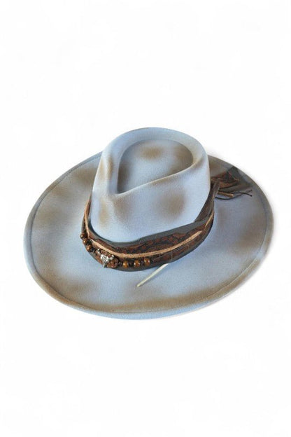 Distress Powder Blue Vintage Shapable Cowboy Hat - Blu Lotus Boutique