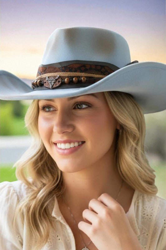 Distress Powder Blue Vintage Shapable Cowboy Hat - Blu Lotus Boutique