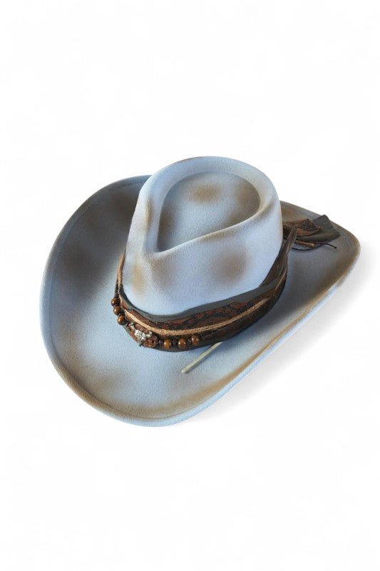 Distress Powder Blue Vintage Shapable Cowboy Hat - Blu Lotus Boutique