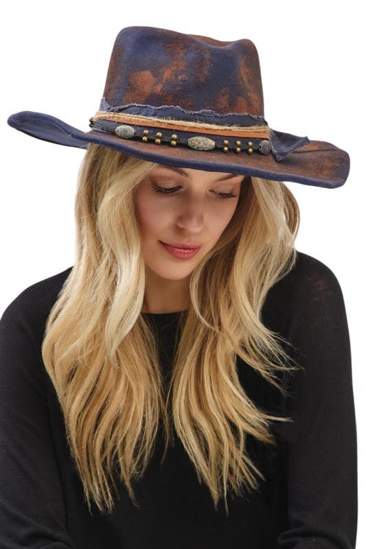 Distress Vintage Shapable Fedora Cowboy Hat - Blu Lotus Boutique