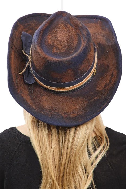 Distress Vintage Shapable Fedora Cowboy Hat - Blu Lotus Boutique