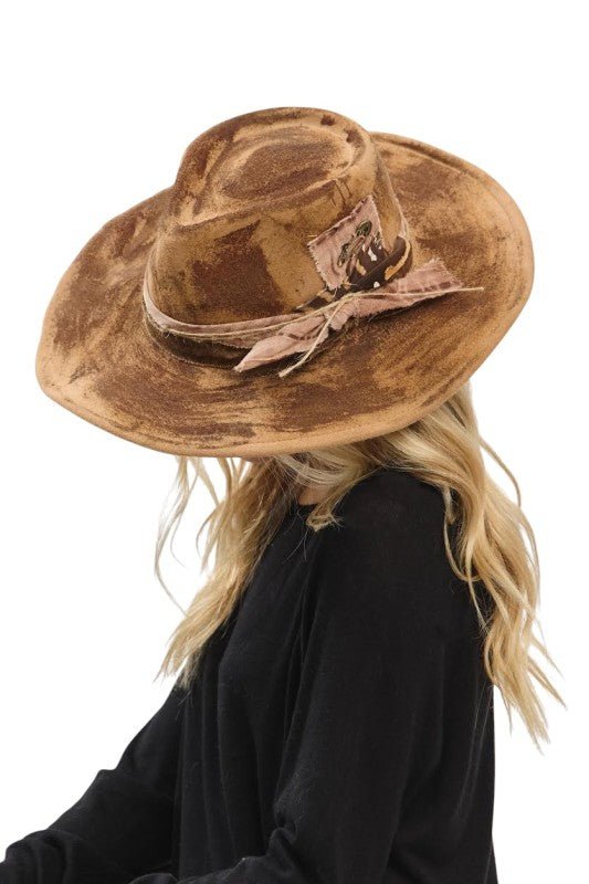 Distress Vintage Shapable Fedora Cowboy Hat - Blu Lotus Boutique