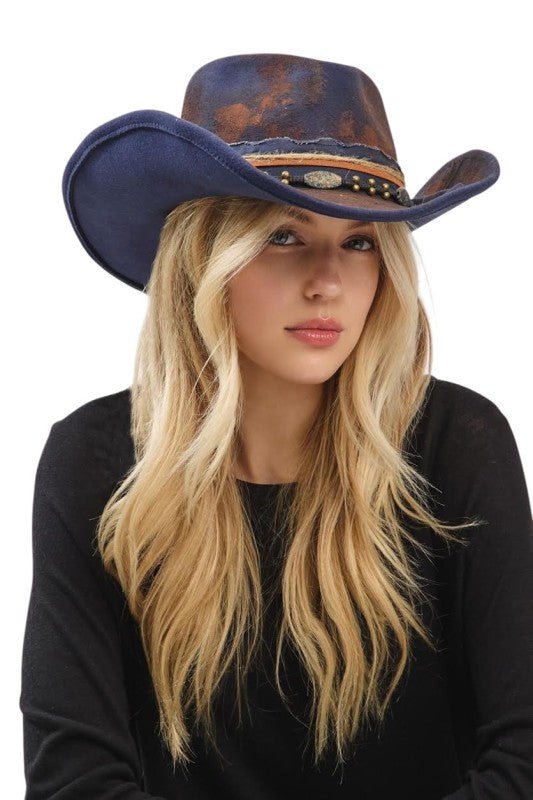 Distress Vintage Shapable Fedora Cowboy Hat - Blu Lotus Boutique