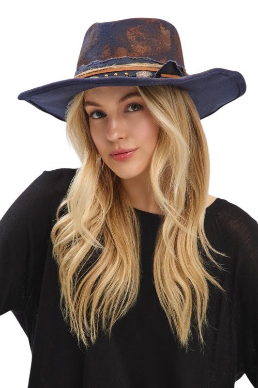 Distress Vintage Shapable Fedora Cowboy Hat - Blu Lotus Boutique