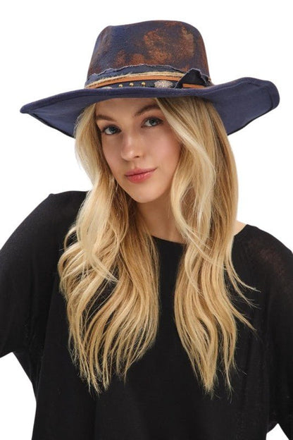 Distress Vintage Shapable Fedora Cowboy Hat - Blu Lotus Boutique