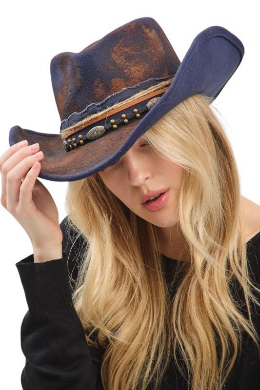 Distress Vintage Shapable Fedora Cowboy Hat - Blu Lotus Boutique