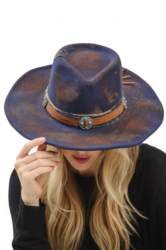 Distress Vintage Shapable Fedora Cowboy Hat - Blu Lotus Boutique