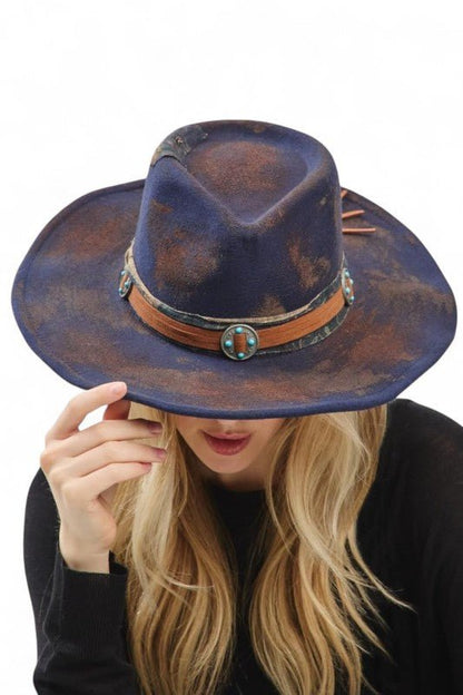 Distress Vintage Shapable Fedora Cowboy Hat - Blu Lotus Boutique