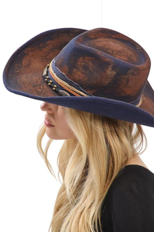Distress Vintage Shapable Fedora Cowboy Hat - Blu Lotus Boutique