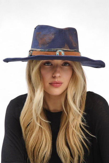 Distress Vintage Shapable Fedora Cowboy Hat - Blu Lotus Boutique