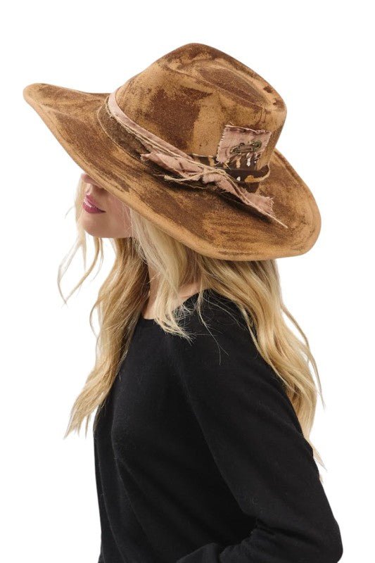 Distress Vintage Shapable Fedora Cowboy Hat - Blu Lotus Boutique