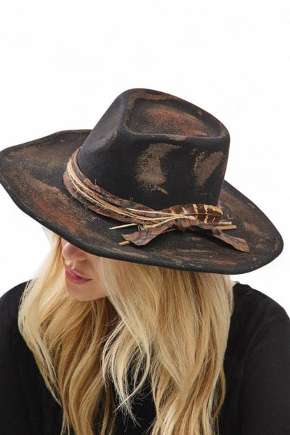 Distress Vintage Shapable Fedora Cowboy Hat Success - Blu Lotus Boutique