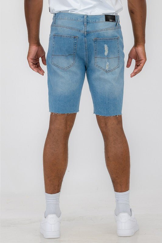 Distressed Stretch Denim Shorts - Blu Lotus Boutique