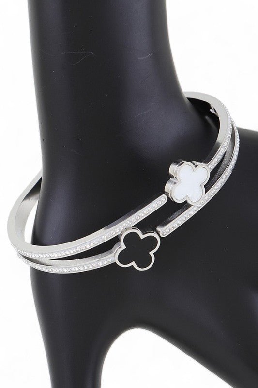 Double Clover Stainless Steel Bangle - Blu Lotus Boutique
