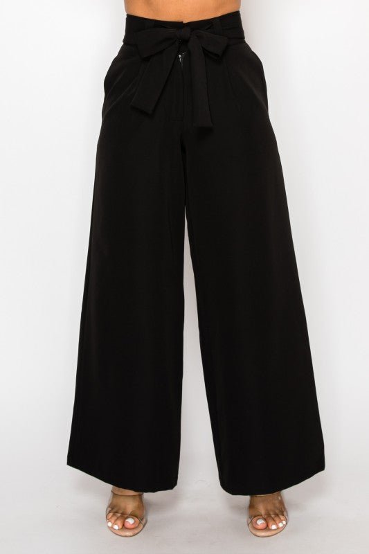 Dressy Palazzo Belted Pants & Halter Cropped Top - Blu Lotus Boutique