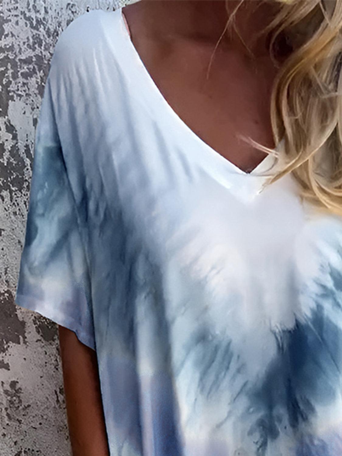 Full Size Pocketed Tie-Dye Short Sleeve Dress - Blu Lotus Boutique