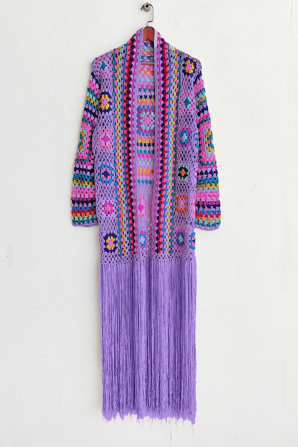 Fringe Tied Long Sleeve Cardigan - Blu Lotus Boutique