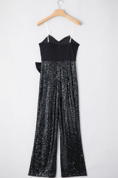 Bow Sequin Wide Leg Jumpsuit - Blu Lotus Boutique