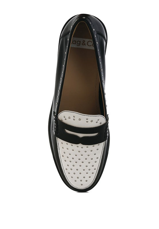 Raisa Stud Embellished Penny Loafers