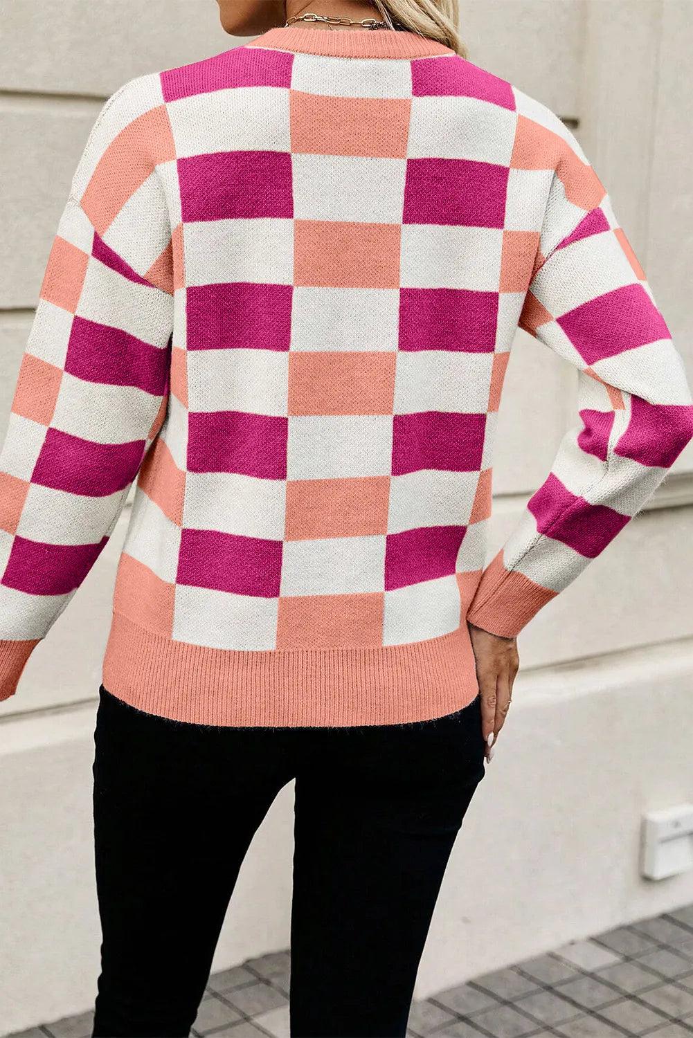 Color Block Round Neck Sweater - Blu Lotus Boutique