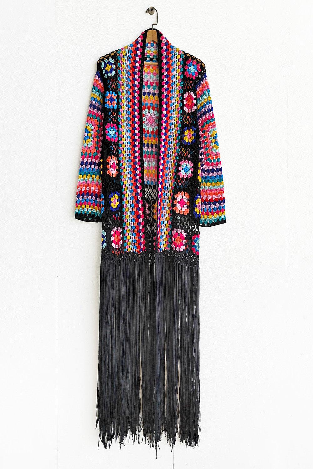 Fringe Tied Long Sleeve Cardigan - Blu Lotus Boutique