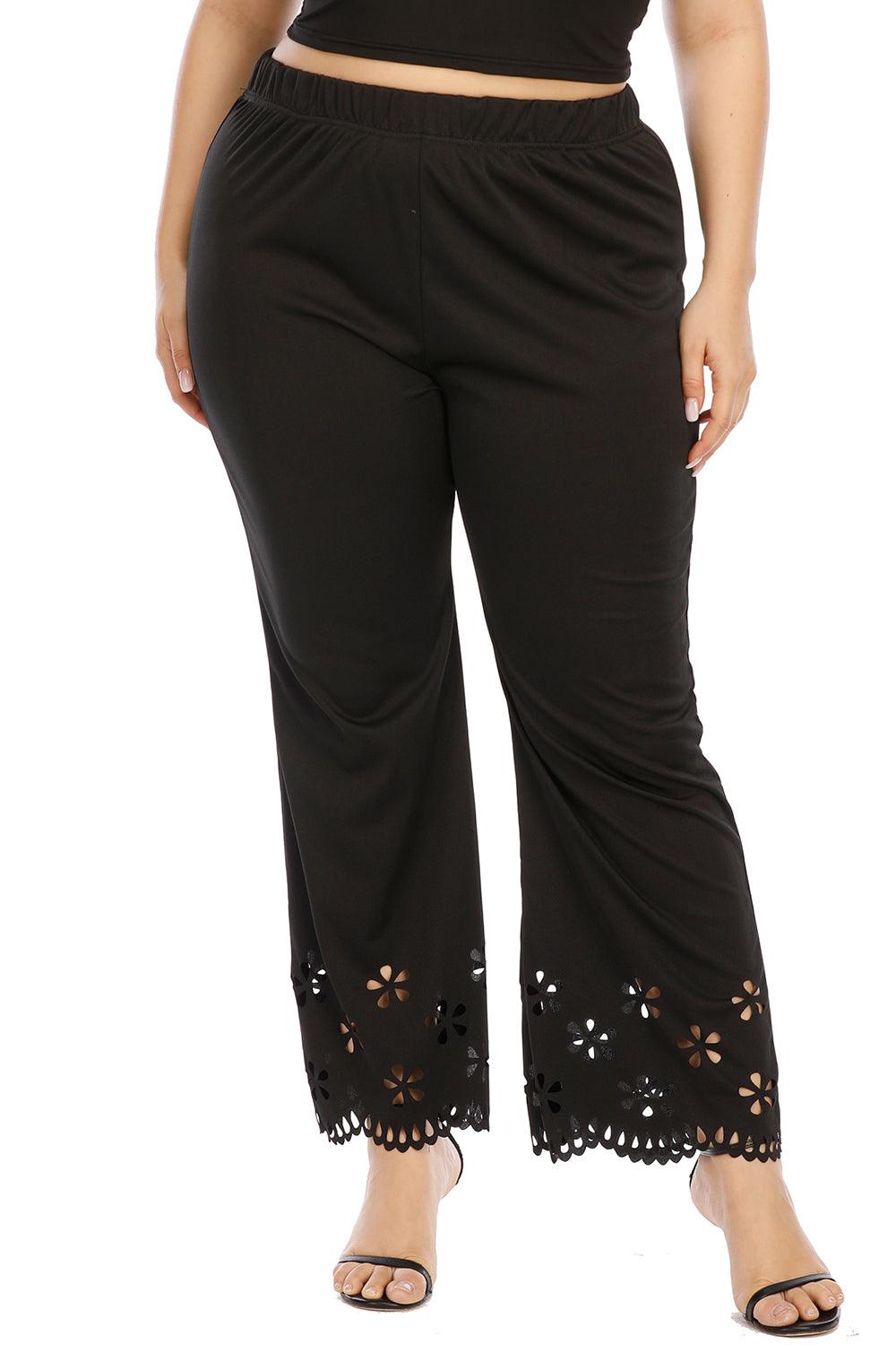 Plus Size Openwork Detail Pants - Blu Lotus Boutique