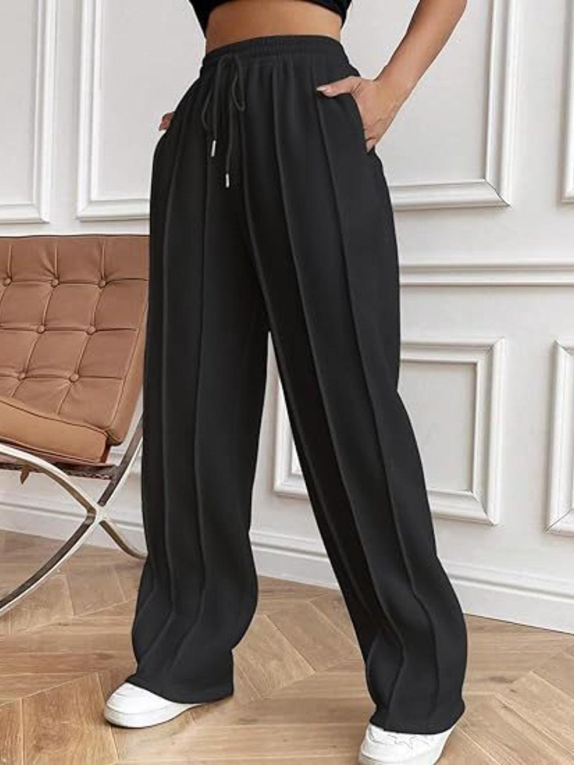 Drawstring Wide Leg Pants with Pockets - Blu Lotus Boutique