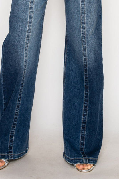 ECO FABRIC HIGH RISE RELAXED FLARED JEANS - Blu Lotus Boutique