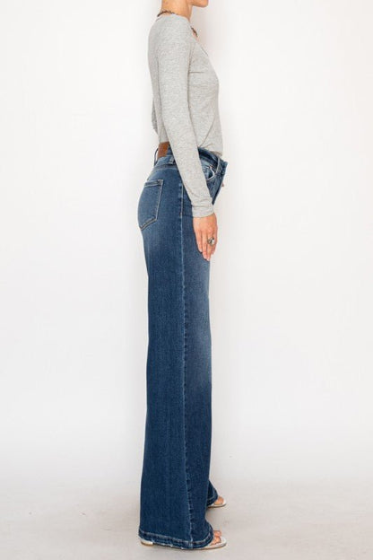ECO FABRIC HIGH RISE RELAXED FLARED JEANS - Blu Lotus Boutique
