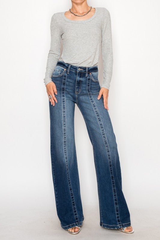 ECO FABRIC HIGH RISE RELAXED FLARED JEANS - Blu Lotus Boutique