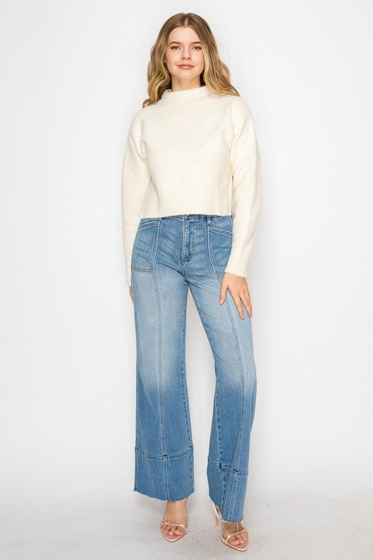 ECO FRIENDLY TUMMY CONTROL SLIM PALAZZO JEANS - Blu Lotus Boutique