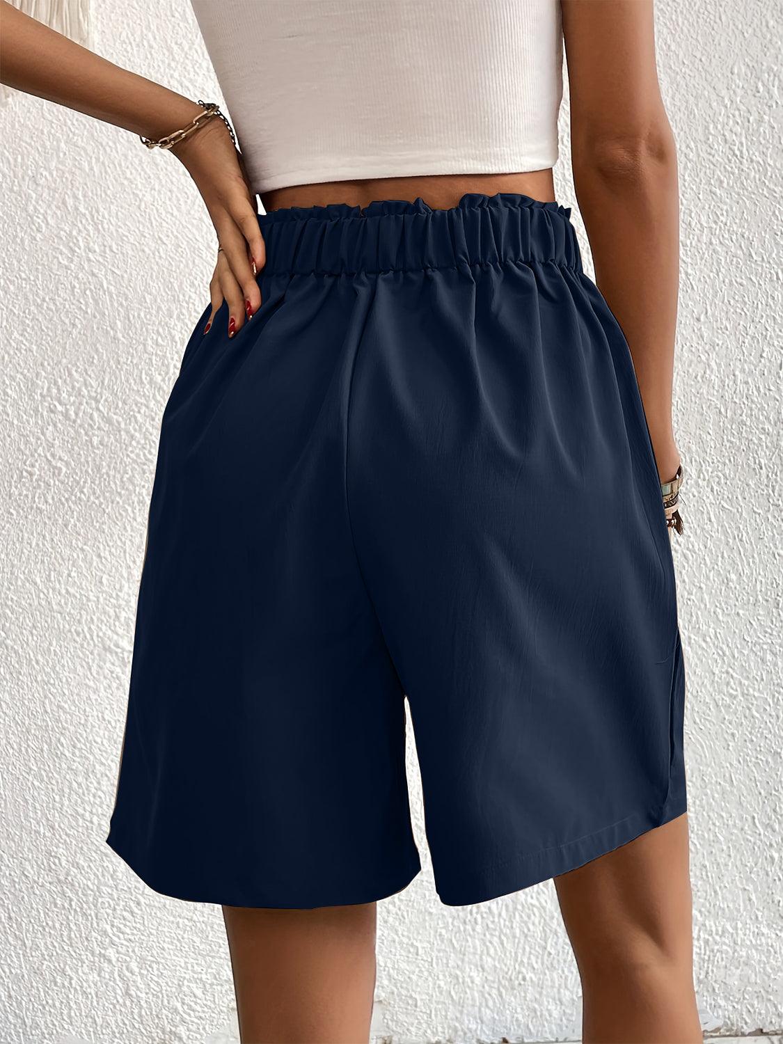 Pocketed Half Elastic Waist Shorts - Blu Lotus Boutique