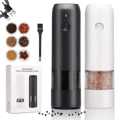 Electric Automatic Salt and Pepper Grinder Set Rechargeable With USB Gravity Spice Mill Adjustable Spices Grinder Kitchen Tools - Blu Lotus Boutique