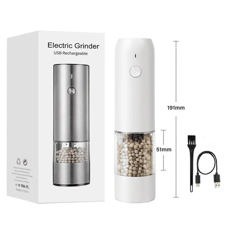 Electric Automatic Salt and Pepper Grinder Set Rechargeable With USB Gravity Spice Mill Adjustable Spices Grinder Kitchen Tools - Blu Lotus Boutique