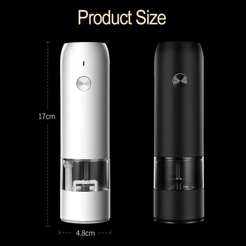 Electric Automatic Salt and Pepper Grinder Set Rechargeable With USB Gravity Spice Mill Adjustable Spices Grinder Kitchen Tools - Blu Lotus Boutique