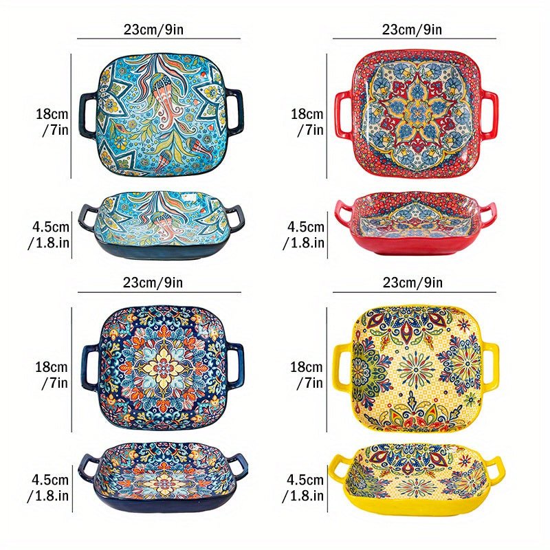 Elegant 9 Bohemian Ceramic Plates Perfect for Pasta Salads - Blu Lotus Boutique