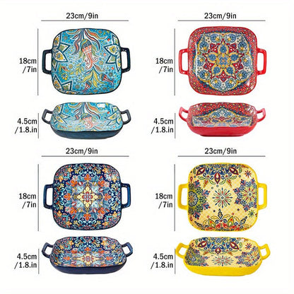 Elegant 9 Bohemian Ceramic Plates Perfect for Pasta Salads - Blu Lotus Boutique