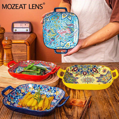 Elegant 9 Bohemian Ceramic Plates Perfect for Pasta Salads - Blu Lotus Boutique