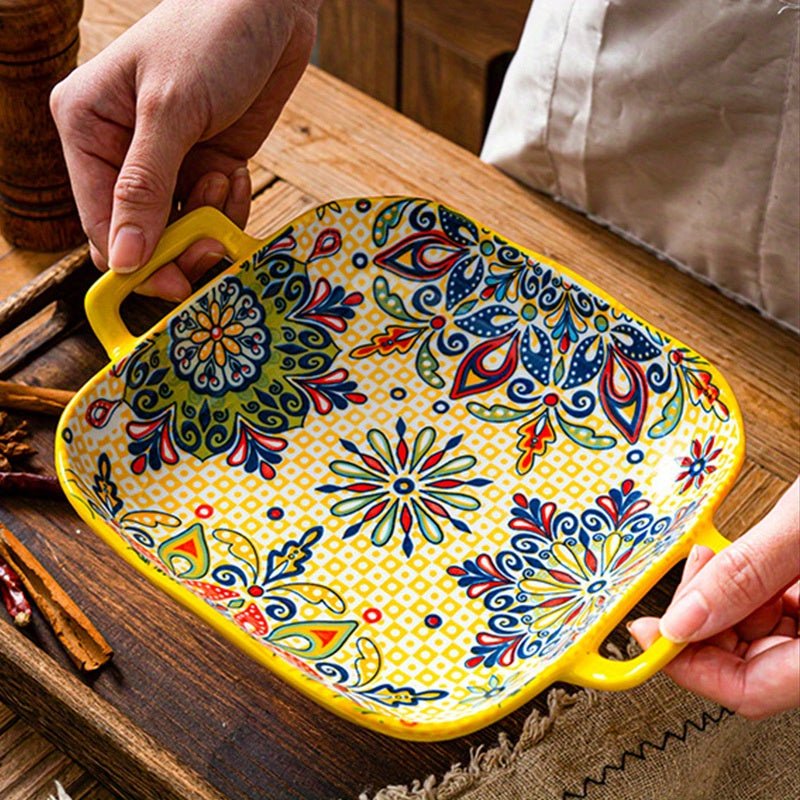 Elegant 9 Bohemian Ceramic Plates Perfect for Pasta Salads - Blu Lotus Boutique