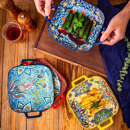 Elegant 9 Bohemian Ceramic Plates Perfect for Pasta Salads - Blu Lotus Boutique